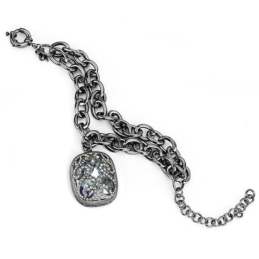 LO4222 - TIN Cobalt Black Brass Bracelet with AAA Grade CZ in Clear-0