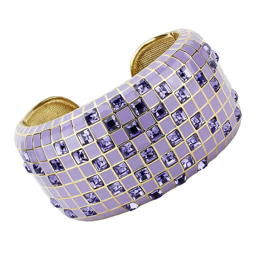 LO4271 - Gold Brass Bangle with Top Grade Crystal in Tanzanite-0