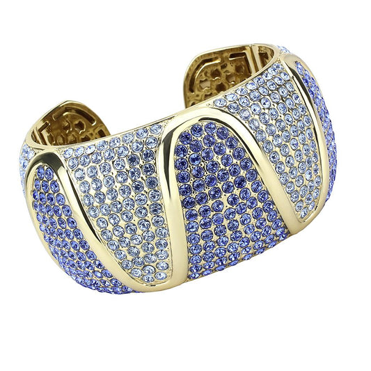 LO4276 - Gold Brass Bangle with Top Grade Crystal in Multi Color-0