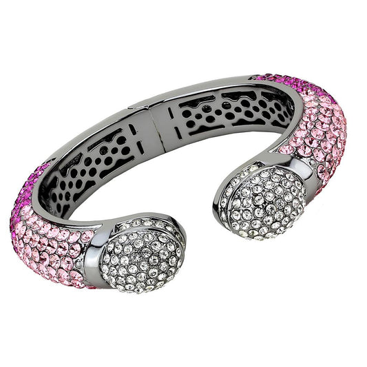 LO4293 - TIN Cobalt Black Brass Bangle with Top Grade Crystal in Multi Color-0