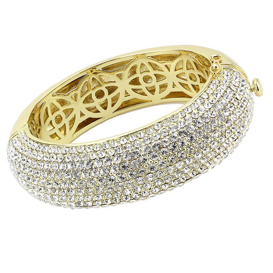 LO4301 - Flash Gold Brass Bangle with Top Grade Crystal in Clear-0