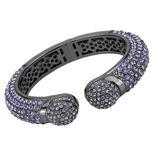 LO4312 - TIN Cobalt Black Brass Bangle with Top Grade Crystal in Tanzanite-0