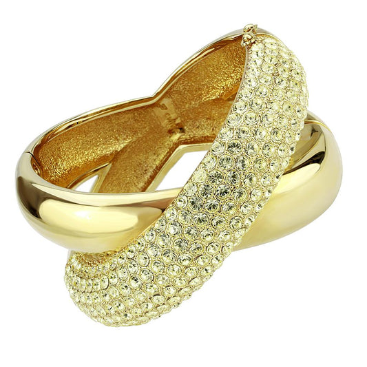 LO4321 - Gold Brass Bangle with Top Grade Crystal in Citrine Yellow-0