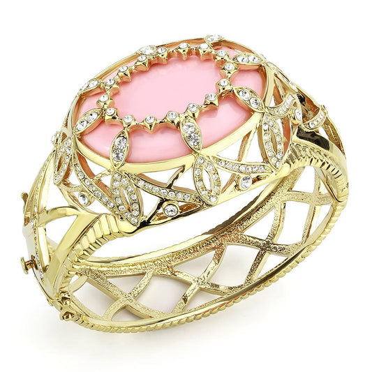 LO4347 - Gold Brass Bangle with Synthetic in Rose-0