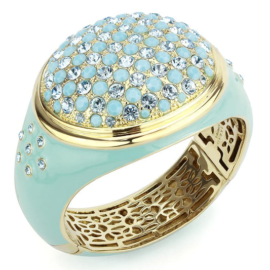 LO4350 - Gold Brass Bangle with Top Grade Crystal in Multi Color-0