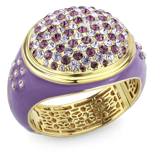 LO4353 - Gold Brass Bangle with Top Grade Crystal in Multi Color-0