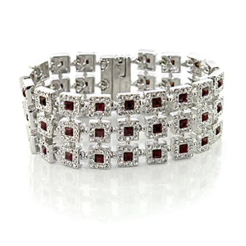 LO444 - Rhodium Brass Bracelet with Top Grade Crystal in Siam-0