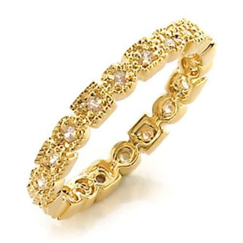 LO450 - Gold Brass Ring with AAA Grade CZ in Clear-0