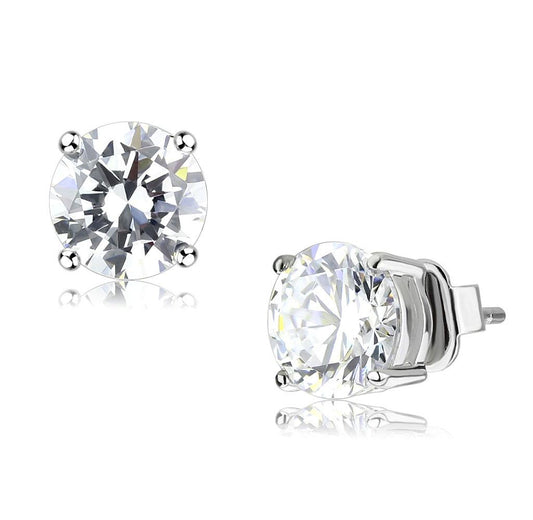 LO4632 - Rhodium Brass Earrings with AAA Grade CZ in Clear-0