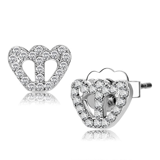 LO4673 - Rhodium Brass Earrings with Top Grade Crystal in Clear-0