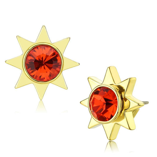 LO4675 - Gold Brass Earrings with Top Grade Crystal in Orange-0