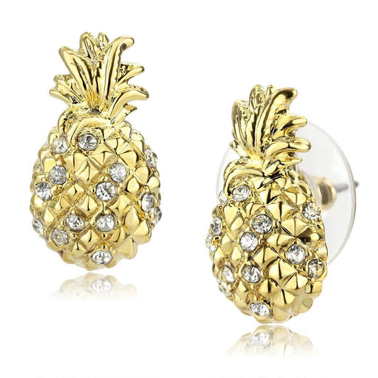 LO4677 - Gold Brass Earrings with Top Grade Crystal in Clear-0