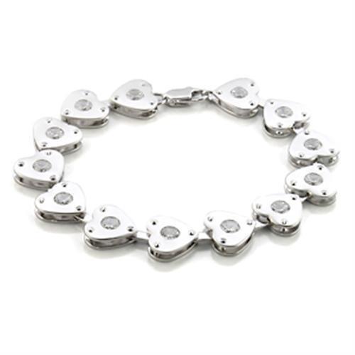 LO586 - Matte Rhodium & Rhodium Brass Bracelet with AAA Grade CZ in Clear-0