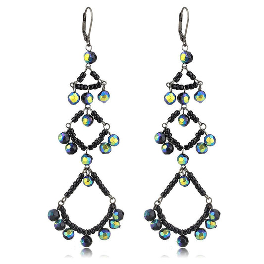 LO628 - Antique Silver Brass Earrings with Top Grade Crystal in Multi Color-0