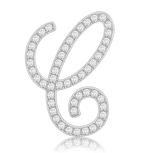 LO685 - Rhodium Brass Brooches with Top Grade Crystal in Clear-0