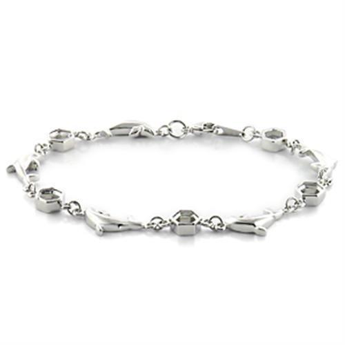 LO731 - Imitation Rhodium Brass Bracelet with No Stone-0