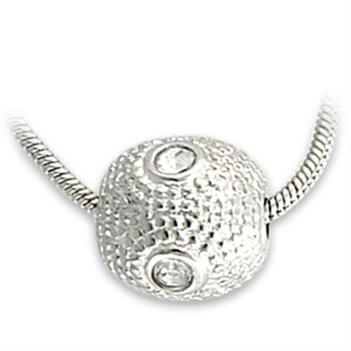 LO734 - Rhodium Brass Pendant with Top Grade Crystal in Clear-0