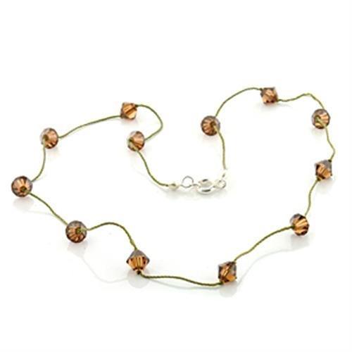 LO738 - Brass Necklace with Top Grade Crystal in Smoky Topaz-0