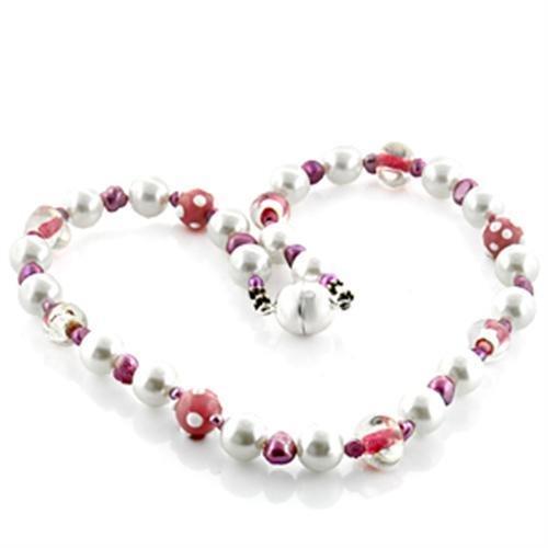 LO746 - Brass Necklace with Synthetic Pearl in Multi Color-0