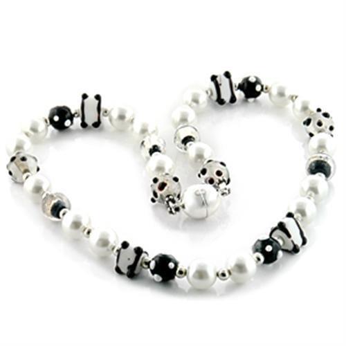 LO747 - Brass Necklace with Synthetic Pearl in Multi Color-0