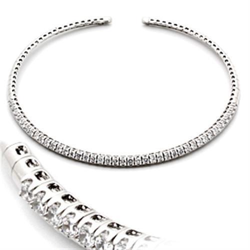 LO829 - Rhodium Brass Necklace with AAA Grade CZ in Clear-0