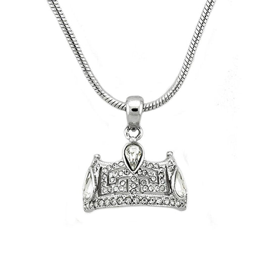 LOA1353 - Rhodium Brass Chain Pendant with Top Grade Crystal in Clear-0