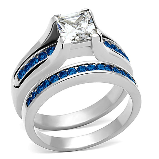 LOA1363 - High polished (no plating) Stainless Steel Ring with AAA Grade CZ in Multi Color-0