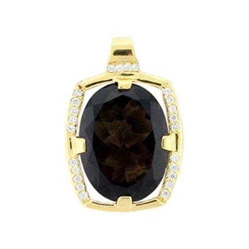 LOA373 - Gold 925 Sterling Silver Pendant with AAA Grade CZ in Smoky Topaz-0