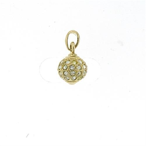 LOA391 - Gold Brass Pendant with Top Grade Crystal in Clear-0