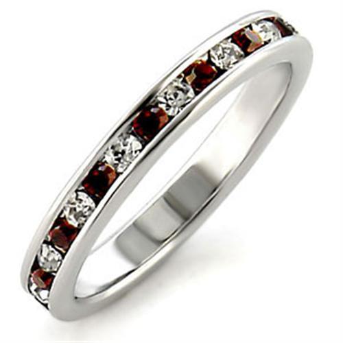 LOA508 - High-Polished 925 Sterling Silver Ring with Top Grade Crystal in Garnet-0