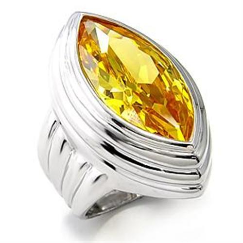 LOA511 - Rhodium 925 Sterling Silver Ring with AAA Grade CZ in Topaz-0