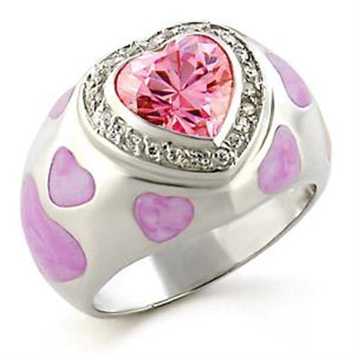 LOA517 - High-Polished 925 Sterling Silver Ring with AAA Grade CZ in Rose-0