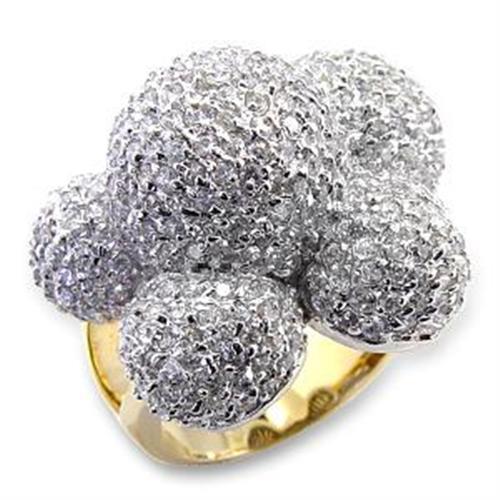 LOA573 - Gold+Rhodium Brass Ring with AAA Grade CZ in Clear-0