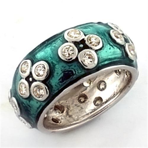 LOA637 - Rhodium 925 Sterling Silver Ring with AAA Grade CZ in Clear-0