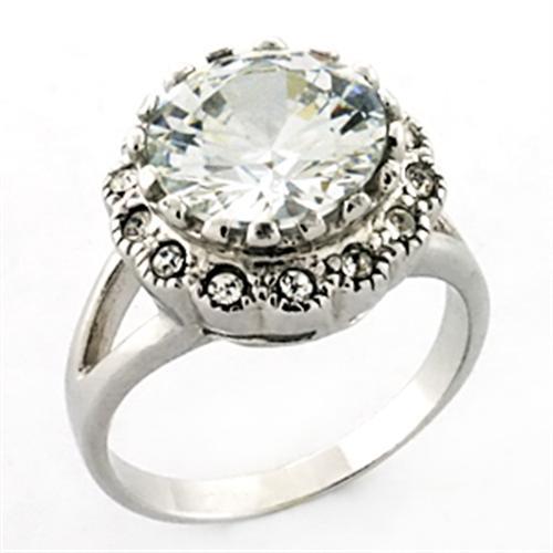LOA638 - Rhodium 925 Sterling Silver Ring with AAA Grade CZ in Clear-0