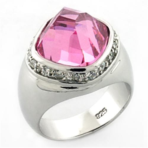 LOA641 - Rhodium 925 Sterling Silver Ring with AAA Grade CZ in Rose-0