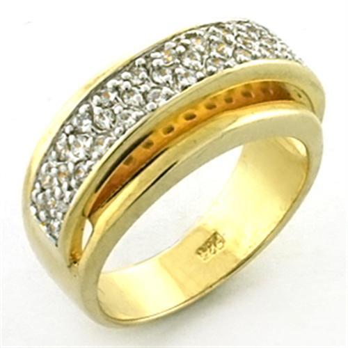 LOA648 - Gold+Rhodium 925 Sterling Silver Ring with AAA Grade CZ in Clear-0