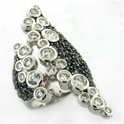 LOA670 - Rhodium Brass Ring with AAA Grade CZ in Multi Color-0