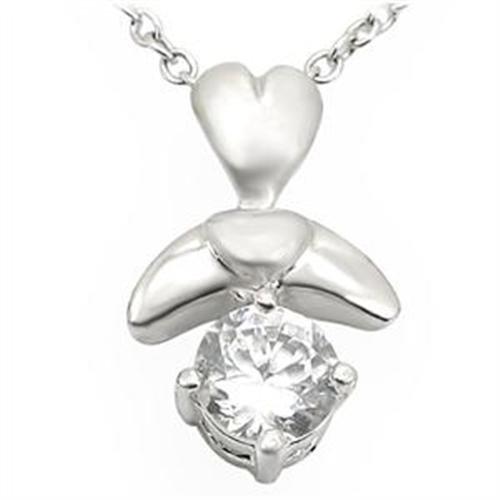 LOA716 - Matte Rhodium & Rhodium Brass Pendant with AAA Grade CZ in Clear-0