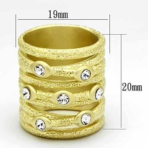 LOA833 - Matte Gold Brass Ring with Top Grade Crystal in Clear-1