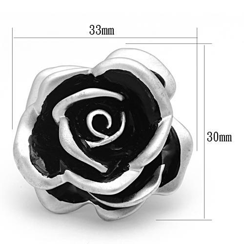 LOA838 - Matte Rhodium Brass Ring with Epoxy in Jet-1