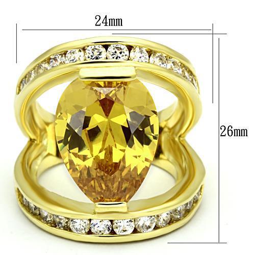 LOA849 - Gold Brass Ring with AAA Grade CZ in Topaz-1