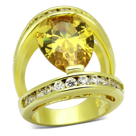 LOA849 - Gold Brass Ring with AAA Grade CZ in Topaz-0