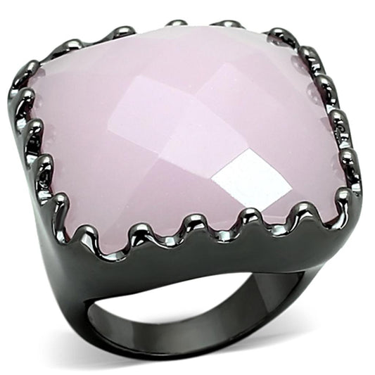 LOA887 - Ruthenium Brass Ring with Synthetic Synthetic Glass in Light Rose-0
