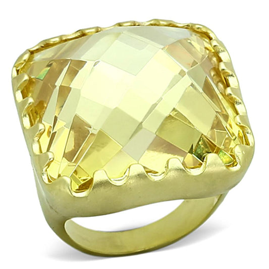 LOA888 - Matte Gold Brass Ring with AAA Grade CZ in Citrine Yellow-0