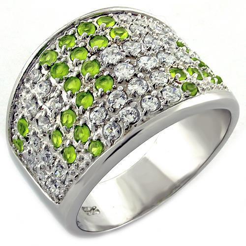 LOAS1007 - Rhodium 925 Sterling Silver Ring with AAA Grade CZ in Multi Color-0