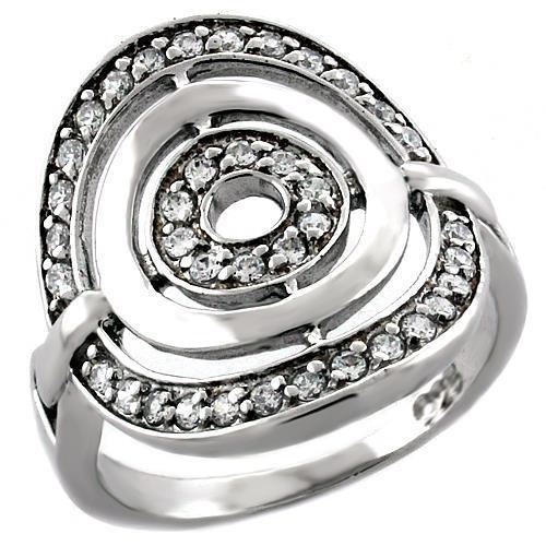 LOAS1018 - Rhodium 925 Sterling Silver Ring with AAA Grade CZ in Clear-0