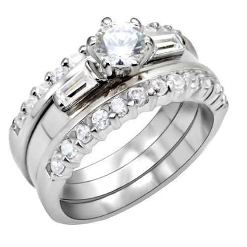 LOAS1040 - High-Polished 925 Sterling Silver Ring with AAA Grade CZ in Clear-0