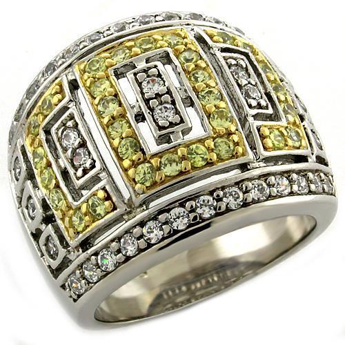 LOAS1043 - Gold+Rhodium 925 Sterling Silver Ring with AAA Grade CZ in Clear-0