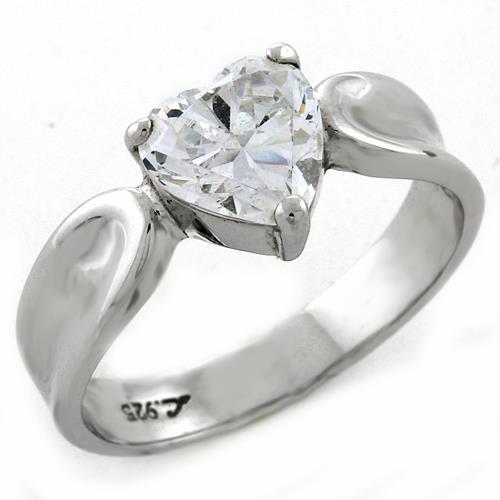 LOAS1061 - High-Polished 925 Sterling Silver Ring with AAA Grade CZ in Clear-0